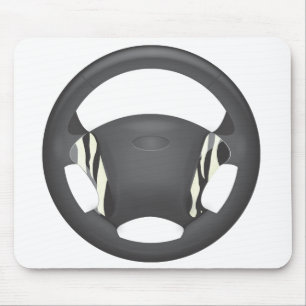 Zebra Print Steering Wheel Mousepad