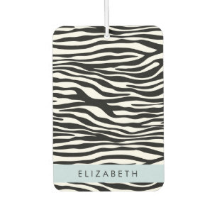 Zebra Print, Streifen, Schwarz und Weiß, Ihr Name Autolufterfrischer