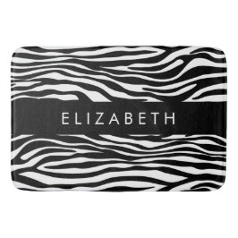 Zebra Print, Streifen, Schwarz und Weiß, Ihr Name Badematte