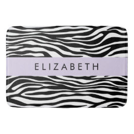 Zebra Print, Streifen, Schwarz und Weiß, Ihr Name Badematte