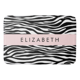 Zebra Print, Streifen, Schwarz und Weiß, Ihr Name Badematte