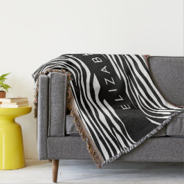 Zebra Print, Streifen, Schwarz und Weiß, Ihr Name Decke