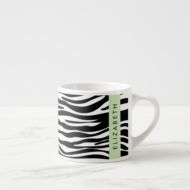 Zebra Print, Streifen, Schwarz und Weiß, Ihr Name Espressotasse (Rechts)