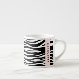 Zebra Print, Streifen, Schwarz und Weiß, Ihr Name Espressotasse