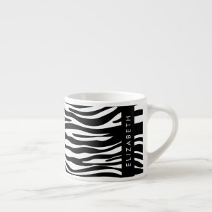 Zebra Print, Streifen, Schwarz und Weiß, Ihr Name Espressotasse