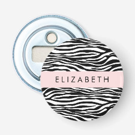 Zebra Print, Streifen, Schwarz und Weiß, Ihr Name Flaschenöffner
