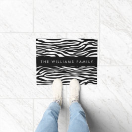 Zebra Print, Streifen, Schwarz und Weiß, Ihr Name Fußmatte