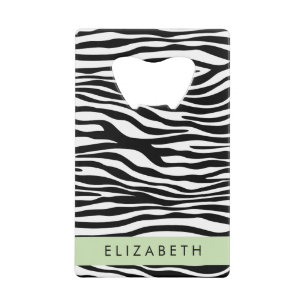 Zebra Print, Streifen, Schwarz und Weiß, Ihr Name Geldbeutel Flaschenöffner