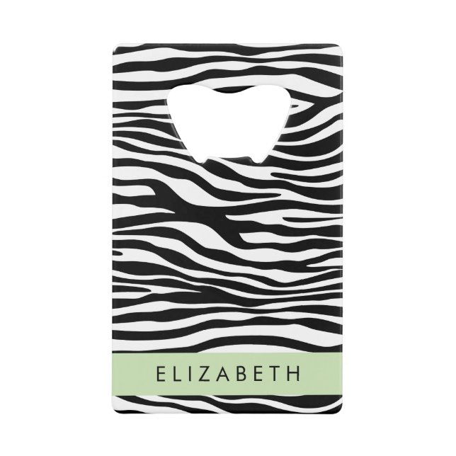 Zebra Print, Streifen, Schwarz und Weiß, Ihr Name Geldbeutel Flaschenöffner (Vorderseite)