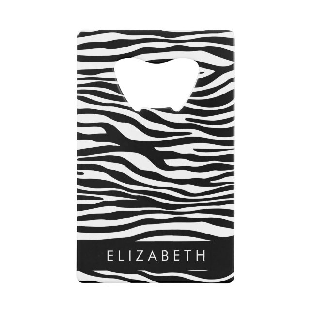 Zebra Print, Streifen, Schwarz und Weiß, Ihr Name Geldbeutel Flaschenöffner (Vorderseite)