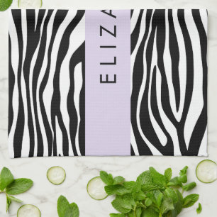 Zebra Print, Streifen, Schwarz und Weiß, Ihr Name Geschirrtuch