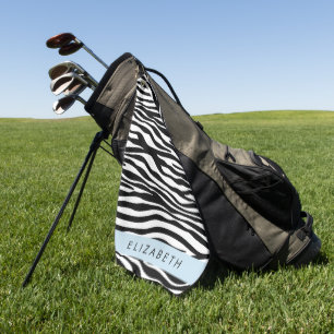 Zebra Print, Streifen, Schwarz und Weiß, Ihr Name Golfhandtuch