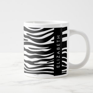Zebra Print, Streifen, Schwarz und Weiß, Ihr Name Jumbo-Tasse