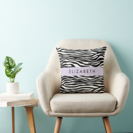 Zebra Print, Streifen, Schwarz und Weiß, Ihr Name Kissen
