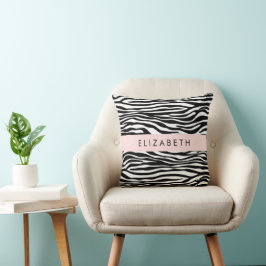 Zebra Print, Streifen, Schwarz und Weiß, Ihr Name Kissen
