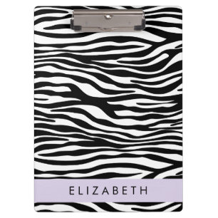 Zebra Print, Streifen, Schwarz und Weiß, Ihr Name Klemmbrett