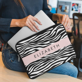Zebra Print, Streifen, Schwarz und Weiß, Ihr Name Laptopschutzhülle