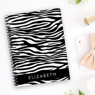 Zebra Print, Streifen, Schwarz und Weiß, Ihr Name Notizblock