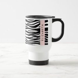 Zebra Print, Streifen, Schwarz und Weiß, Ihr Name Reisebecher