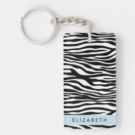 Zebra Print, Streifen, Schwarz und Weiß, Ihr Name Schlüsselanhänger