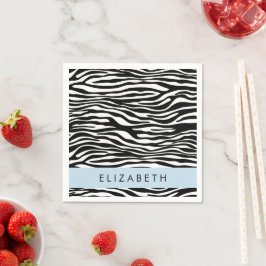 Zebra Print, Streifen, Schwarz und Weiß, Ihr Name Serviette