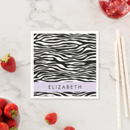 Zebra Print, Streifen, Schwarz und Weiß, Ihr Name Serviette