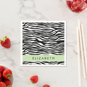 Zebra Print, Streifen, Schwarz und Weiß, Ihr Name Serviette