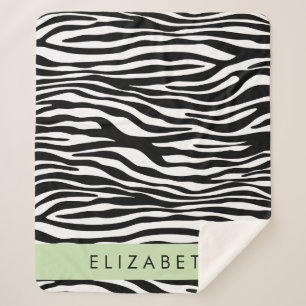 Zebra Print, Streifen, Schwarz und Weiß, Ihr Name Sherpadecke