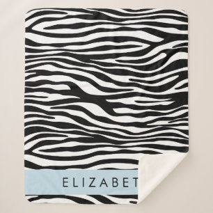 Zebra Print, Streifen, Schwarz und Weiß, Ihr Name Sherpadecke