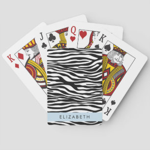 Zebra Print, Streifen, Schwarz und Weiß, Ihr Name Spielkarten