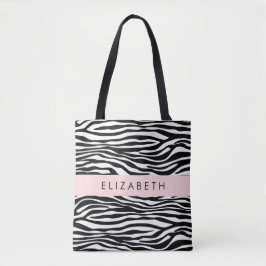 Zebra Print, Streifen, Schwarz und Weiß, Ihr Name Tasche
