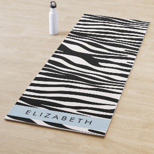 Zebra Print, Streifen, Schwarz und Weiß, Ihr Name Yogamatte