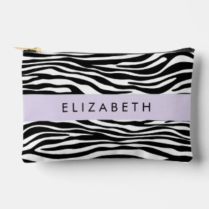 Zebra Print, Streifen, Schwarz und Weiß, Ihr Name Zubehörtasche