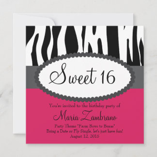 Zebra Print Sweet 16 Geburtstagsparty Einladung