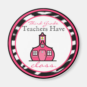 Zebra Print Third Grade Teacher Magnet