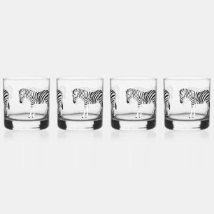 Zebra Print Trinkbehälter Set Whiskyglas
