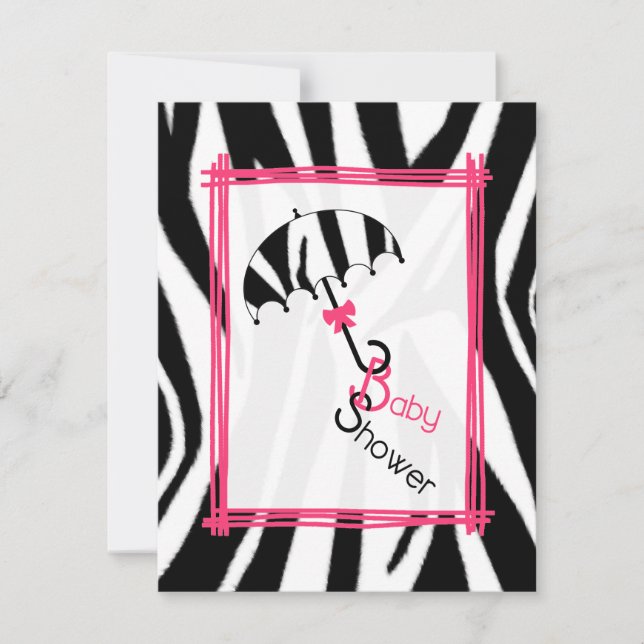 Zebra Print Umbrella Baby shower Invitation (Devant)