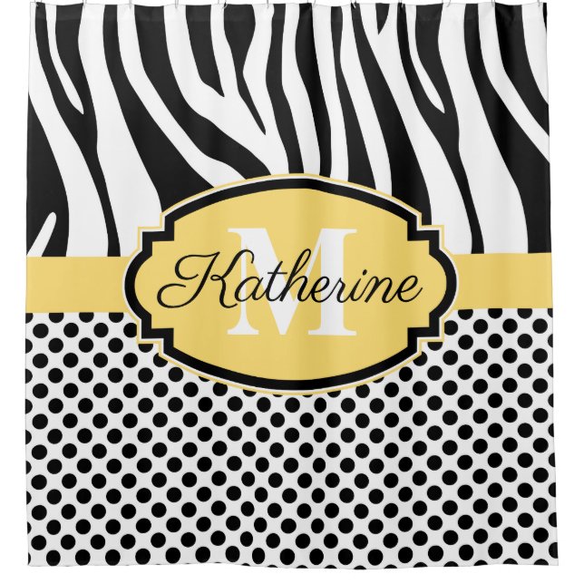 Zebra Print- und Dots-Muster Duschvorhang (Vorderseite)