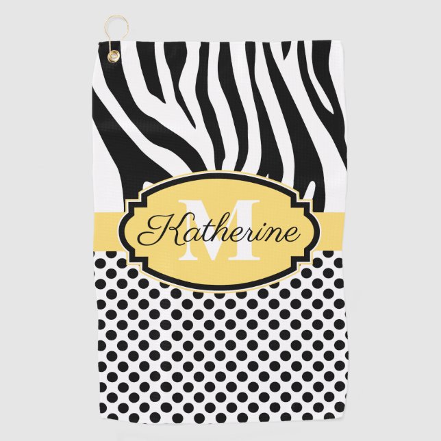 Zebra Print- und Dots-Muster Golfhandtuch (Vorderseite)