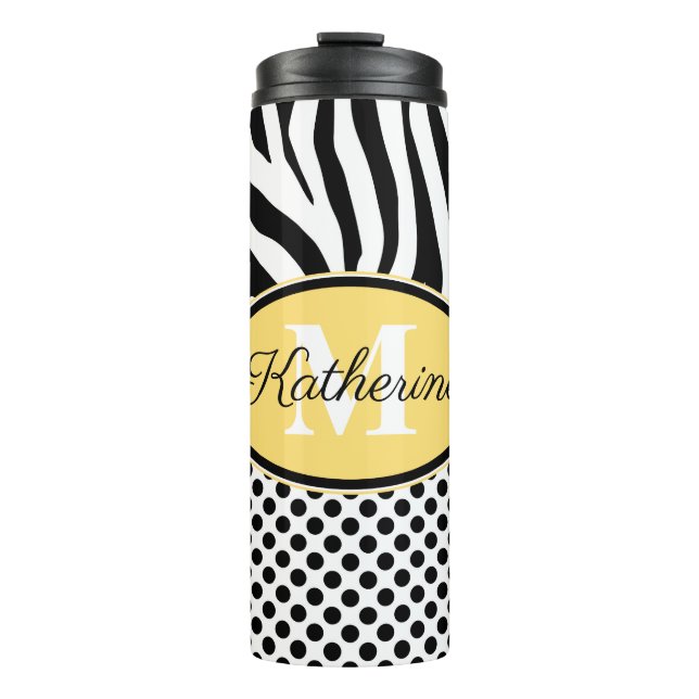 Zebra Print- und Dots-Muster Thermosbecher (Vorderseite)