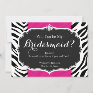Zebra Print Werden Sie meine Bridesmaid Einladung
