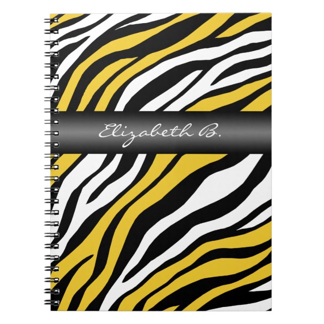 Zebra Print Yellow Mix Carnet personnalisé (Devant)