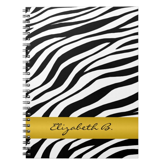 Zebra Print Yellow Stripe Carnet personnalisé (Devant)