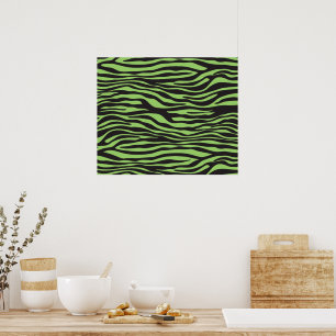 Zebra Print, Zebrastreifen, grüner Zebra Poster