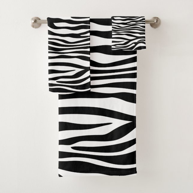 Zebra Print, Zebrastreifen, schwarz und weiß Badhandtuch Set (Insitu)