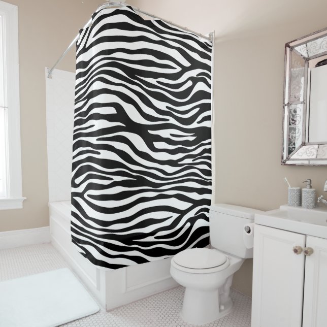 Zebra Print, Zebrastreifen, schwarz und weiß Duschvorhang (Beispiel)