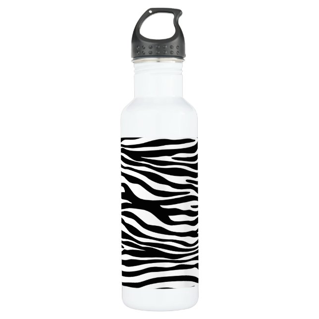Zebra Print, Zebrastreifen, schwarz und weiß Edelstahlflasche (Vorderseite)