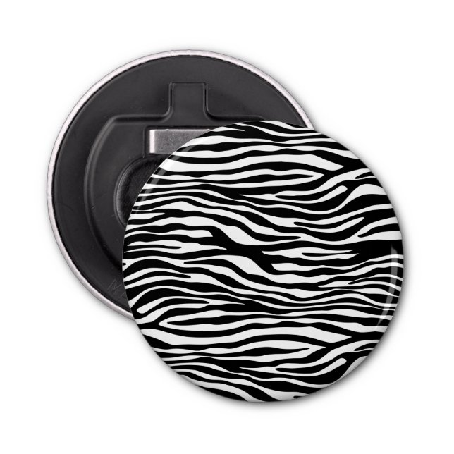 Zebra Print, Zebrastreifen, schwarz und weiß Flaschenöffner (Vorderseite)
