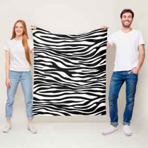 Zebra Print, Zebrastreifen, schwarz und weiß Fleecedecke