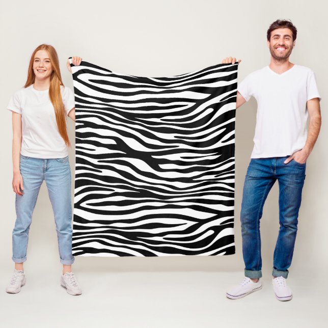 Zebra Print, Zebrastreifen, schwarz und weiß Fleecedecke (Beispiel)